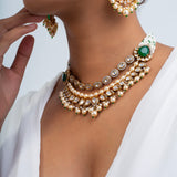 Pearl Ivy Polki Necklace with Earrings