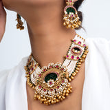 Sundari Kusum Polki Choker Necklace with Earrings