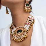 Sundari Kusum Polki Choker Necklace with Earrings