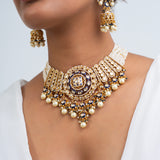 Swarn Sindhu Polki Choker Necklace with Earrings