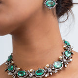 Regal Harmony Polki Choker Necklace with Earrings