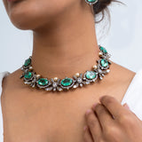 Regal Harmony Polki Choker Necklace with Earrings