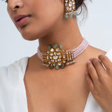 Suman Haar Polki Choker Necklace with Earrings