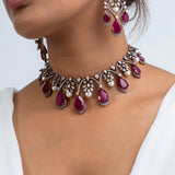 Firelight Grace Polki Choker Necklace with Earrings