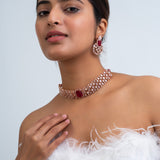 Agni Sutra Polki Choker Necklace with Earrings