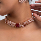 Agni Sutra Polki Choker Necklace with Earrings