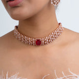 Agni Sutra Polki Choker Necklace with Earrings