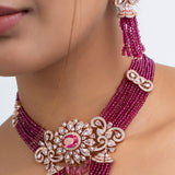 Red Horizon Polki Choker Necklace with Earrings