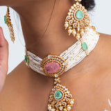 Harit Aruni Polki Choker Necklace with Earrings