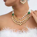 Verdant Harmony Polki Necklace with Earrings