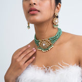 Hira Panna Polki Necklace with Earrings