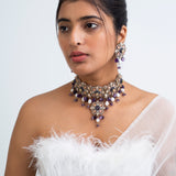 Floral Magic Polki Necklace with Earrings