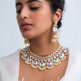 Sagar Moti Polki Necklace with Maang Tika and Earrings