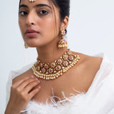 Kanchan Amrit Polki Necklace with Maang Tika and Earrings