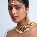 Kanchan Amrit Polki Necklace with Maang Tika and Earrings