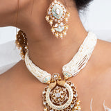 Snowlit Symphony Polki Necklace with Earrings