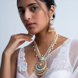 Neelam Moti Polki Necklace with Earrings