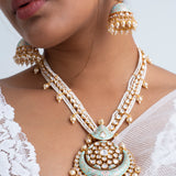 Neelam Moti Polki Necklace with Earrings