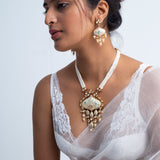 Opulent Dangles Polki Necklace with Earrings