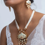 Opulent Dangles Polki Necklace with Earrings