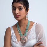 Vishuddhi Mala Polki Long Necklace with Earrings