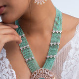 Vishuddhi Mala Polki Long Necklace with Earrings