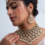 Sheesh Mahal Polki Necklace with Maang Tika and Earrings