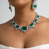 Green Rock Necklace with Earrings