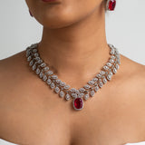 Rakt Phool Necklace with Earrings