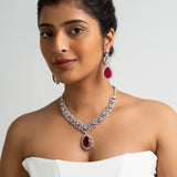 Red Necklace with Earrings