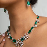 Leafy Green Necklace with Earrings