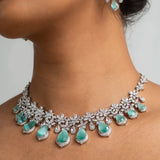 Green Light Necklace with Earrings