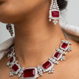 Ruby Maya Necklace with Earrings