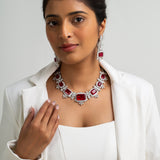 Ruby Maya Necklace with Earrings