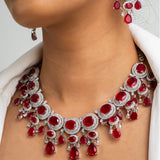 Laal Phool Necklace with Earrings