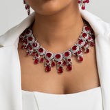 Laal Phool Necklace with Earrings