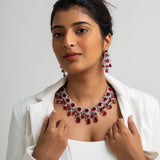 Laal Phool Necklace with Earrings