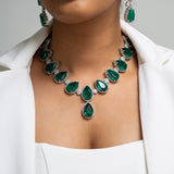 Emerald Drops Necklace with Earrings