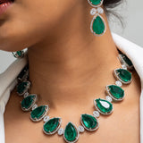 Emerald Drops Necklace with Earrings