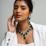 Emerald Drops Necklace with Earrings