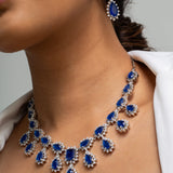 Sapphire Blue Drop Necklace with Earrings