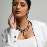 Sapphire Blue Drop Necklace with Earrings