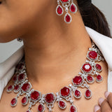 Ruby Charm Necklace with Earrings