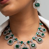 Green Solitaire Necklace with Earrings