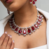 Ruby Drops Necklace with Earrings