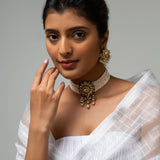 Swarna Moti Choker Necklace with Earrings