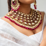 Laal Pathhar Maharani Necklace with Earrings & Maang Tika