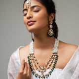 Nirmala Gajra Long Necklace with Earrings & Maang Tika