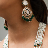 Nirmala Gajra Long Necklace with Earrings & Maang Tika