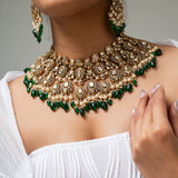 Madhur-Nandan Polki Necklace with Earrings & Maang Tika